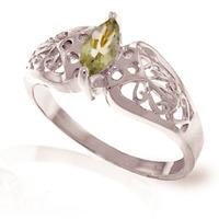 Marquise Cut Green Amethyst Filigree Ring 0.2ct in 9ct White Gold