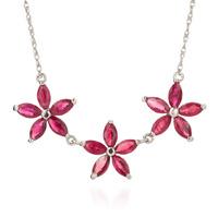 Marquise Cut Ruby Pendant Necklace 5.0ct in 9ct White Gold