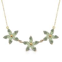 Marquise Cut Green Amethyst Pendant Necklace 4.2ct in 9ct Gold