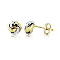 mark milton 9ct yellow white gold knot earrings