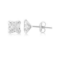 Mark Milton White Gold 4 Claw Cubic Zirconia Stud Earrings