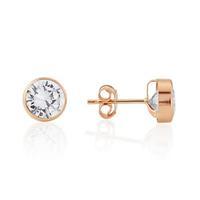 Mark Milton 9ct Rose Gold and Cubic Zirconia 6mm Round Stud Earrings