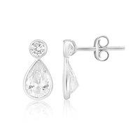 Mark Milton 9ct White Gold And Cubic Zirconia Pear Drop Earrings