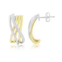 Mark Milton 9ct Yellow and White Gold Cross Over Hoops