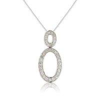 mark milton 9ct white and cz open oval pendant