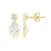Mark Milton 9ct Yellow Gold And Cubic Zirconia Pear Drop Earrings