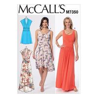 McCall\'s M7350 Misses\' Gathered Scoop Neck or Surplice Dresses 380623