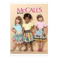 McCall\'s M7312 Children\'s/Girls\' Ruffled Colorblock and Patchwork Skirts 380403