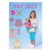 McCall\'s M7043 Children\'s/Girls\'/18 Doll Tops, Dresses and Leggings 378787