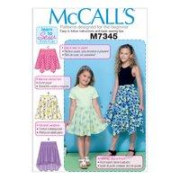 McCall\'s M7345 Children\'s/Girls\' Straight, Handkerchief, or High-Low Hem Skirts 380604