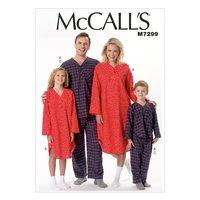 McCall\'s M7299 Misses\'/Men\'s/Boys\'/Girls\' Top, Nightshirt and Pants 380359