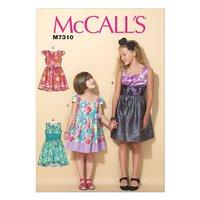 McCall\'s M7310 Children\'s/Girls\' Pleated, Square-Neckline Dresses 380398