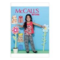 McCall\'s M7346 Children\'s/Girls\' Overlay Tops, Yoked Dresses, Shorts and Pants 380605