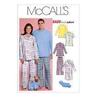 McCall\'s M5992 Misses\'/Men\'s/Teen Boys\' Tops, Nightshirt, Pants and Sweatsuit For Dog 378105