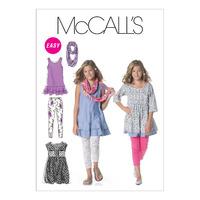 McCall\'s M6275 Girls\'/Girls\' Plus Dresses, Scarf and Leggings 378319