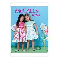 McCall\'s M7343 Children\'s/Girls\' Contrast-Bodice Dresses 380599