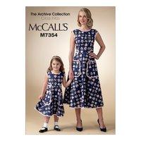 McCall\'s M7354 Misses\'/Children\'s/Girls\' Matching Back-Wrap Dresses 380630