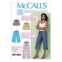 McCall\'s M7364 Misses\' Drawstring Shorts and Pants with Pockets 380654