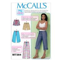 mccalls m7364 misses drawstring shorts and pants with pockets 380654