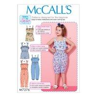 McCall\'s M7376 Children\'s/Girls\' Blouson-Bodice Rompers and Jumpsuits 380679