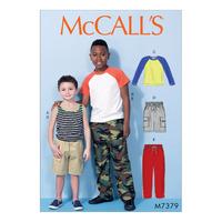 McCall\'s M7379 Children\'s/Boys\' Raglan Sleeve and Tank Tops, Cargo Shorts and Pants 380686