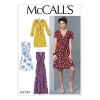 McCall\'s M7381 Misses\' Pleated Dresses with Optional Front-Tie 380693