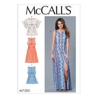 McCall\'s M7385 Misses\' Gathered, Seam-Detail Tops and Dresses 380706