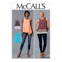 McCall\'s M7389 Misses\' Sleeveless Tops with Overlays 380714