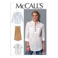 McCall\'s M7391 Misses\' Laced or Split-Neck Tops and Dress 380718