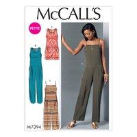 McCall\'s M7394 Misses\'/Miss Petite Sleeveless, Pleated Romper and Jumpsuits 380723