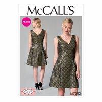 mccalls pattern m7502 missesmiss petite drop waist v neck dress 388528