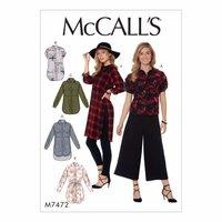 McCall\'s Pattern M7472 - Misses\' Raglan Sleeve, Button-Down Shirts and Tunics 388498