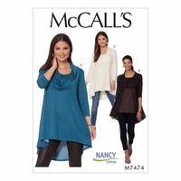 McCall\'s Pattern M7474 - Misses\' Knit Cowl-Neck Tunics 388500