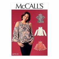 McCall\'s Pattern M7510 - Misses\' Cold-Shoulder Tops with Flared or Cuffed Sleeves 388535