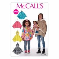 McCall\'s Patterns M7460 - Children\'s/Girls\'/18 Dolls\' Ponchos with Stand-Up Collar or Hood 388486