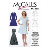 mccalls m7352 misses jewel or v neck fit and flare dresses 380626