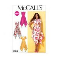 McCalls Ladies Easy Sewing Pattern 7315 Handkerchief Hem Dresses