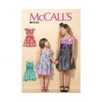 McCalls Girls Easy Sewing Pattern 7310 Pleated Square Neckline Dresses