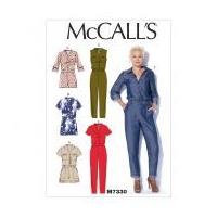 McCalls Ladies Sewing Pattern 7330 Button Up Rompers & Jumpsuits