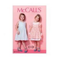 McCalls Girls Easy Sewing Pattern 7375 Sleeveless Dress, Puff Sleeve Overdress & Headband