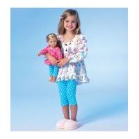 mccalls childrens dolls easy sewing pattern 7043 tops dresses leggings