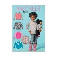 McCalls Girls & Dolls Easy Sewing Pattern 7273 Matching Sweater Tops