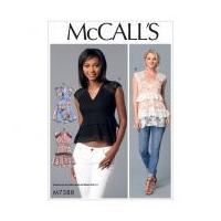 McCalls Ladies Easy Sewing Pattern 7388 V Neck, Empire Waist Tops