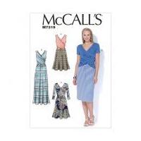 mccalls ladies easy sewing pattern 7319 gathered waist dresses