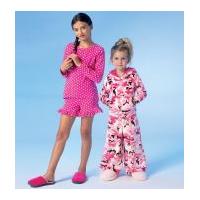 McCalls Childrens Easy Sewing Pattern 7041 Pyjama Top, Dress, Shorts & Pants