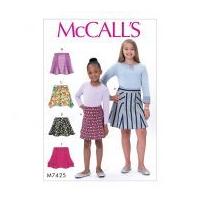 mccalls girls easy sewing pattern 7425 flared skirts with gores