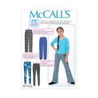 mccalls girls easy learn to sew sewing pattern 7426 pull on pants legg ...