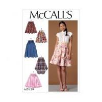 McCalls Ladies Easy Sewing Pattern 7439 Gathered & Flared Skirts with Belt