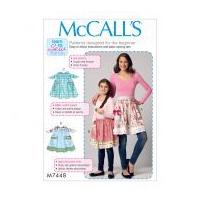 McCalls Ladies & Girls Easy Learn to Sew Sewing Pattern 7448 Gathered Half Aprons