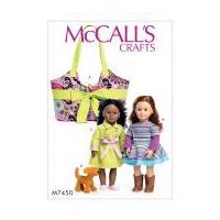 McCalls Crafts Easy Sewing Pattern 7450 Doll Clothes, Carrier & Puppy Toy